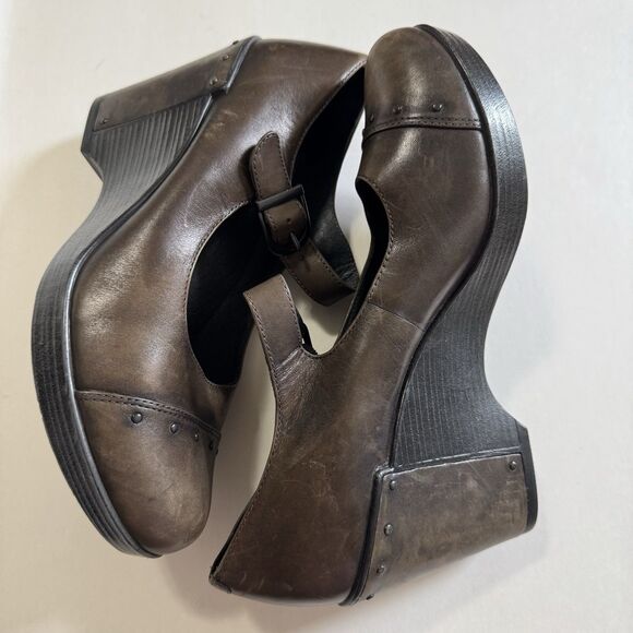Dansko Fanny Mary Jane Brown Leather Studded Wedge Heels EUR 40 9.5-10 - Picture 13 of 13
